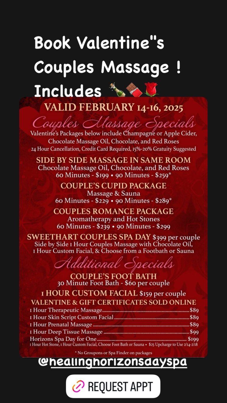 couples massage, Valentine's massage, couples packages, massage in same room